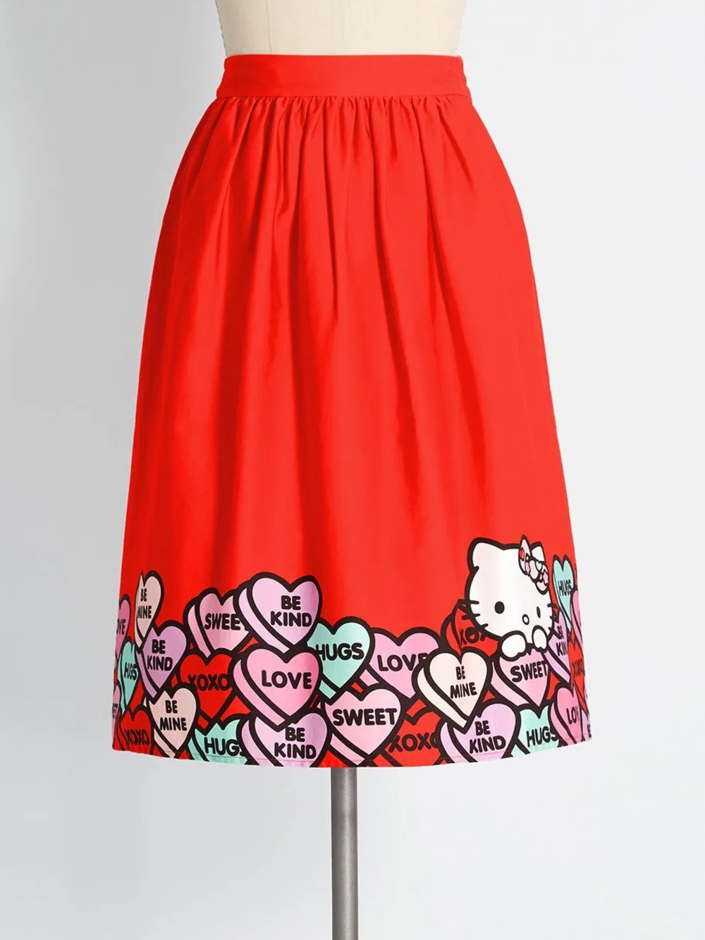 Size 2 Hello kitty x ModCloth Red Circle skirt candy hearts Valentines